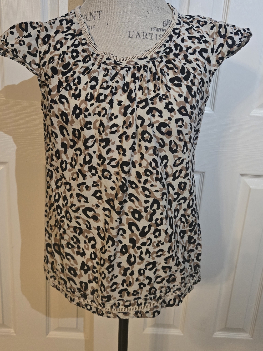 Merona Beige and Black Leopard Print Short Sleeve Top